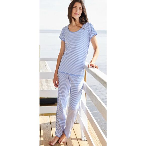 NWOT Lake Pima cotton pajama set in hydrangea, Small $138 B27 - Picture 1 of 7